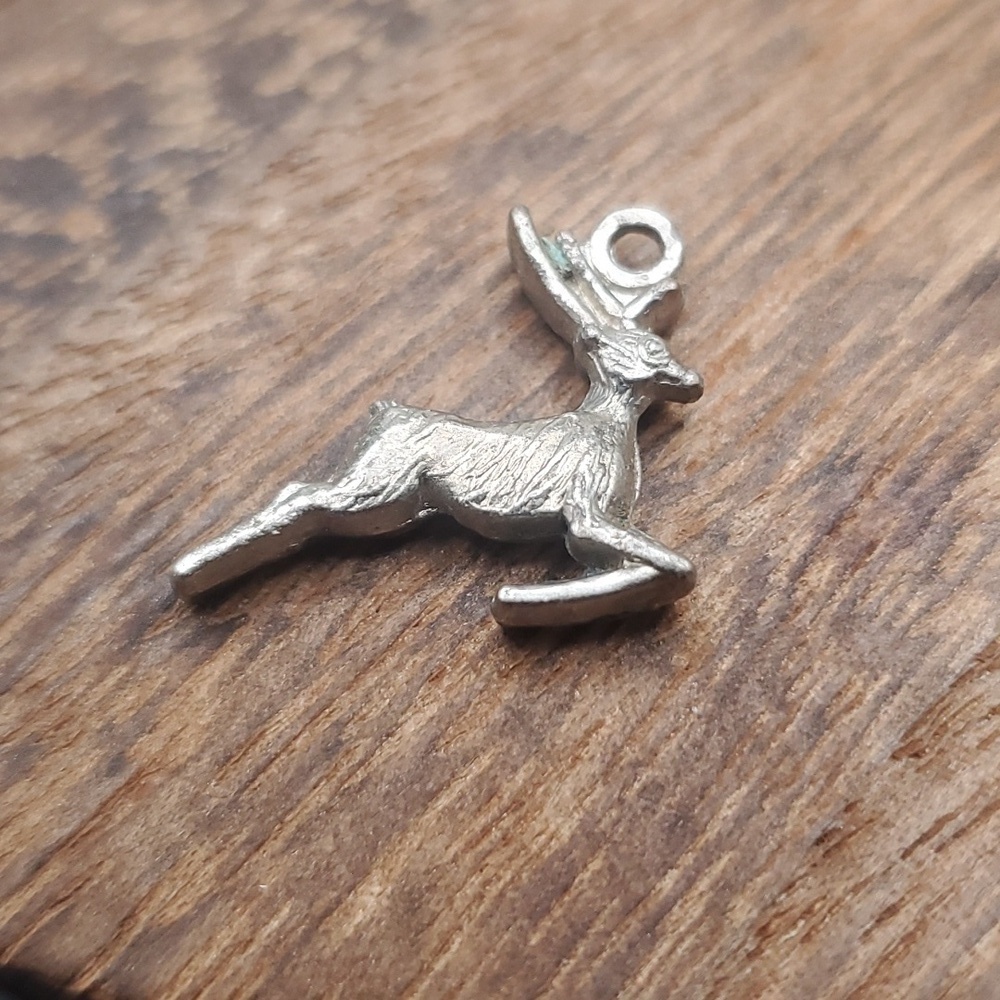 Sterling galloping dear pendant charm woodsy folksy whimsical animal lover